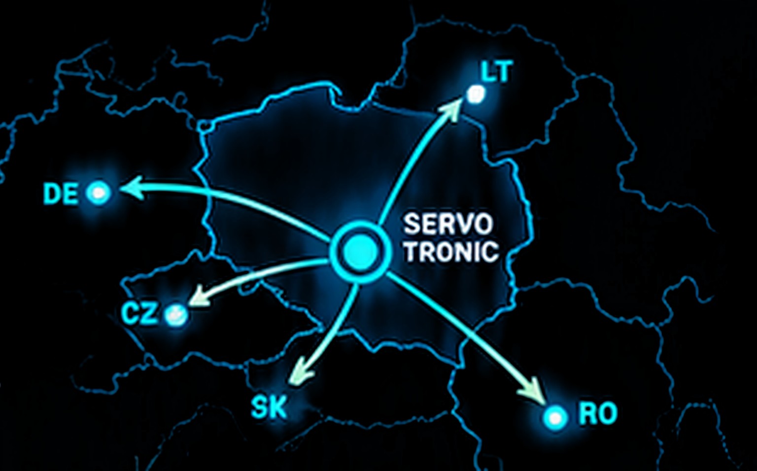 Mapa logistyczna obsługi Servo-Tronic w Polsce i Europie